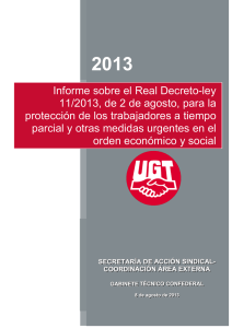 Informe sobre el Real Decreto-ley 11/2013, de 2 de agosto