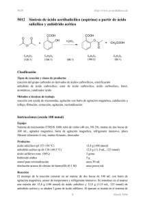 5012 Síntesis de ácido acetilsalicílico (aspirina) a partir de ácido