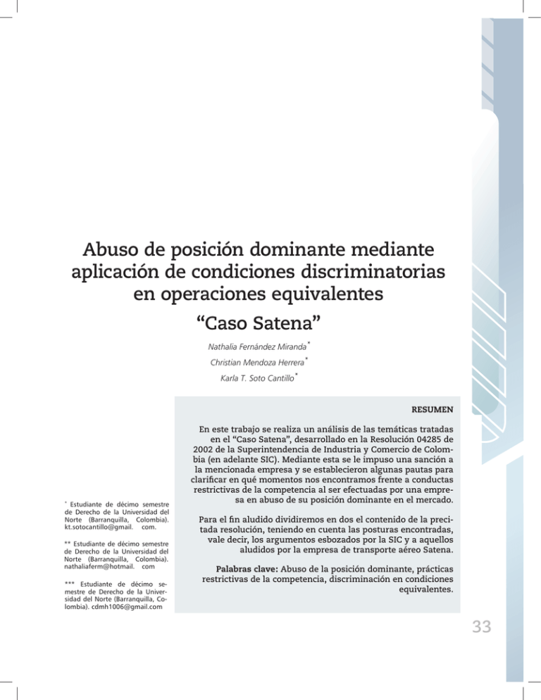 Abuso De Posición Dominante Mediante Aplicación De Condiciones 3302