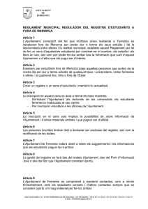Reglament del registre d`estudiants a fora de Menorca