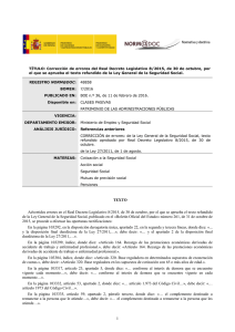 Corrección de errores del Real Decreto Legislativo 8/2015, de 30 de