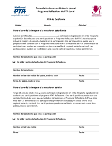 Formulario de consentimiento para el Programa Reflections de PTA