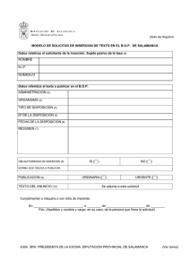 Modelo de solicitud de inserción de texto en el B.O.P. de Salamanca