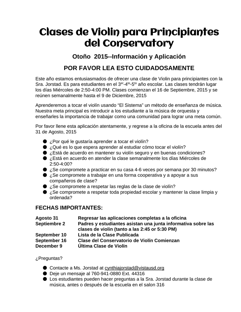 Clases De Violin Para Principiantes Del Conservatory