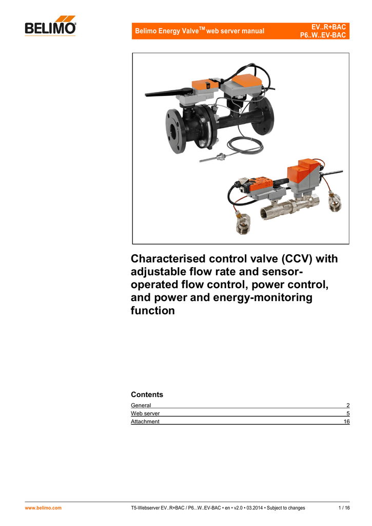 Characterised Control Valve Ccv With Adjustable Flow Rate And