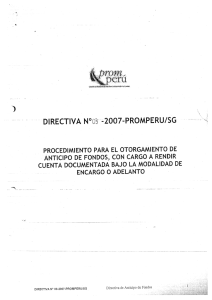 Procedimiento para el otorgamiento de anticipo de fondos, con cargo