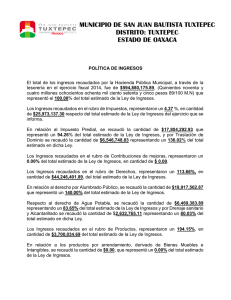 1.2. Política de ingresos - Ayuntamiento de San Juan Bautista