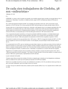 De cada cien trabajadores de Córdoba, 38 son «mileuristas»