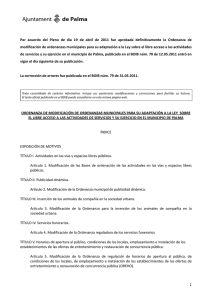 Ordenanza de modificación de ordenanzas municipales para su