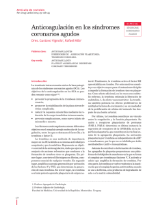 Anticoagulación en los síndromes coronarios agudos