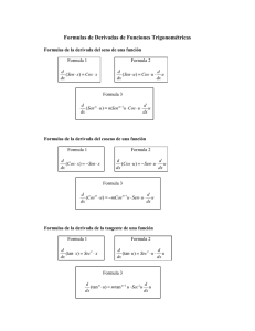 Formulas de Derivadas de Funciones Trigonométricas