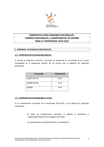 normativa para rankings nacionales, torneos