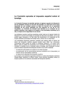 La Comisión aprueba el impuesto español sobre el tonelaje