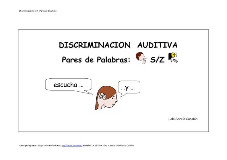 DISCRIMINACION AUDITIVA Pares De Palabras: S/Z