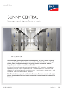 SUNNY CENTRAL - Indicaciones para la operación del