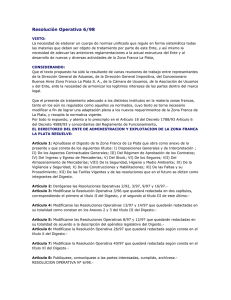 Resolución Operativa 6/98 - Buenos Aires Zona Franca La Plata