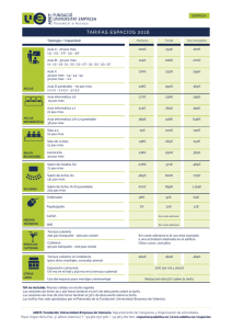 Tarifas alquiler espacios - EMPRESA