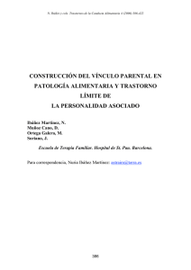 vinculo parental en patolog&iacute;a alimentaria y tlp asociado