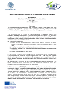 the italian translation of the «cartas» by valentin de foronda