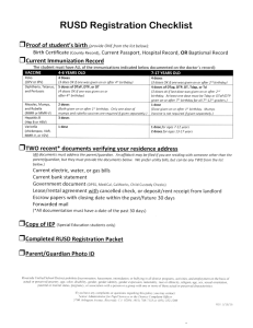 Page 1 RUSD Registration Checklist [T]Proof of student`s birth