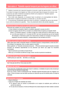 Subsidio especial temporal para los hogares con niños