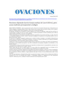 Reconoce diputado García Corpus trabajo de Luis H.Alvrez, pero