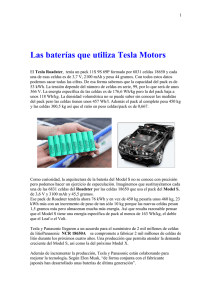 Las baterías Panasonic que utiliza Tesla Motors