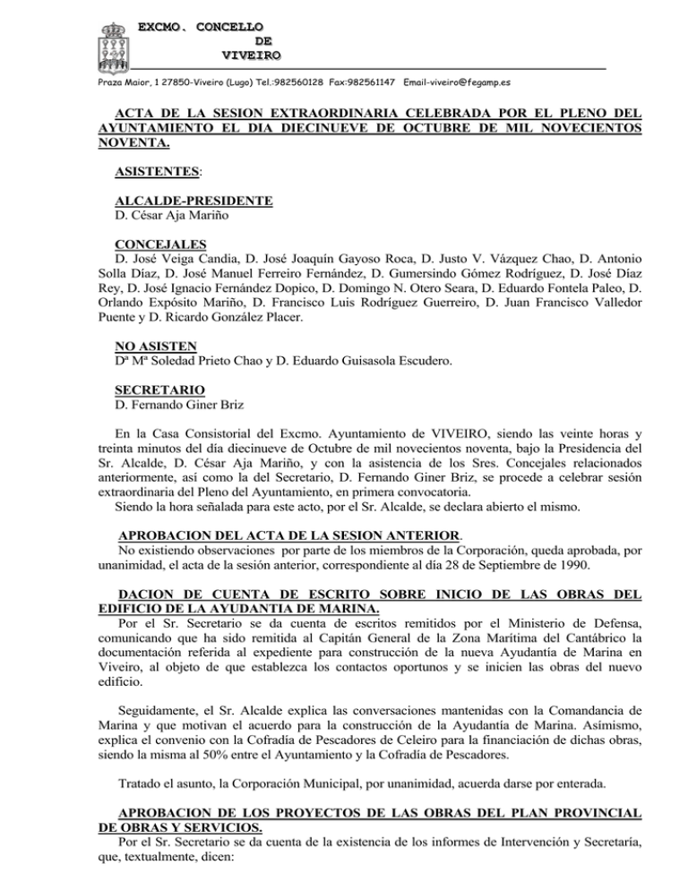 Acta De La Sesion Extraordinaria Celebrada Por El Pleno Del