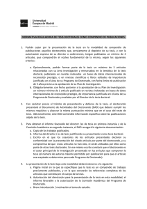 Normativa Reguladora de Tesis como compendio de publicaciones