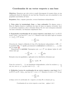 Coordenadas de un vector respecto a una base