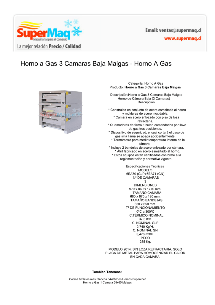Horno a Gas 65x65 2 Cámaras Cousiño - LA CASITA