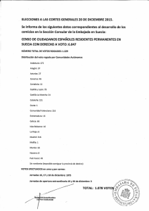 Se informa de los siguientes datos correspondientes al desarrollo