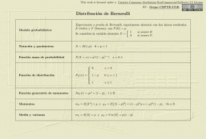Tabla resumen de la distribución de Bernoulli