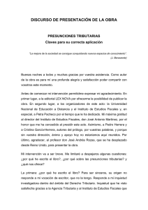DISCURSO DE PRESENTACIÓN DE LA OBRA: PRESUNCIONES