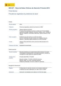 Base de Datos Clínicos de Atención Primaria 2012 Ficha técnica