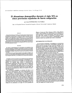 El dinamismo demográﬁco durante el siglo XX en cinco provincias