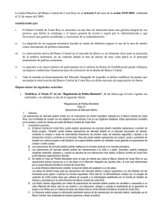 La Junta Directiva del Banco Central de Costa Rica en el artículo 5