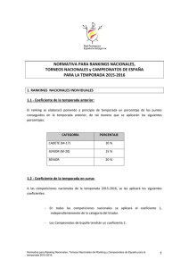 NORMATIVA PARA RANKINGS NACIONALES, TORNEOS