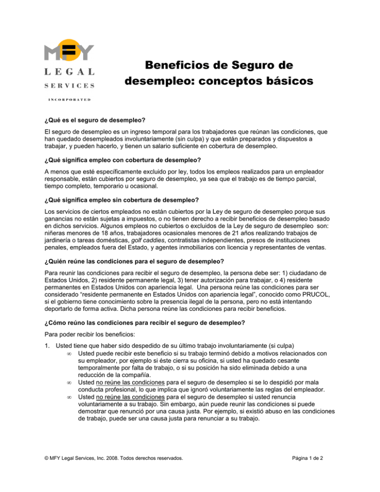 Beneficios de seguro de desempleo