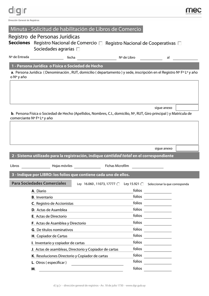 Registro De Personas Jurídicas Dirección General De Registros 6549