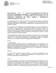 Resolución de concesión parcial de los Premios Nacionales de las