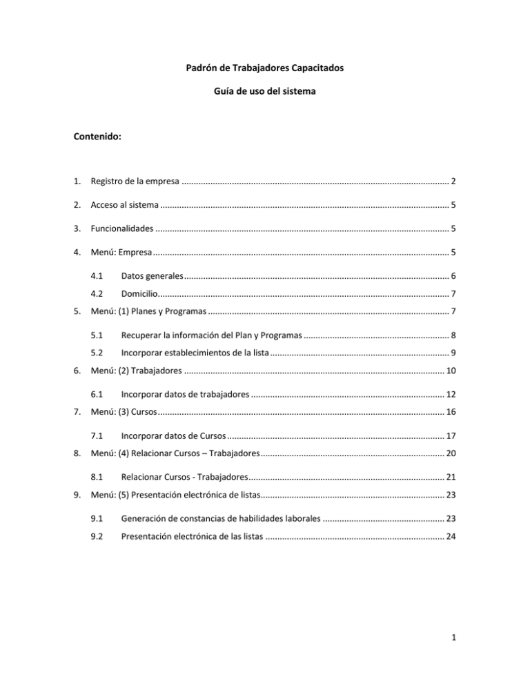 Guía del uso del sistema PTC.
