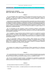 UNIVERSIDADES. Bases generales del r&eacute;gimen de conciertos con