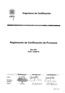 Reglamento de certificación de Procesos