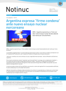 Argentina expresa "firme condena" ante nuevo ensayo