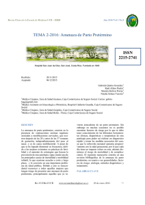 TEMA 2-2016: Amenaza de Parto Pretérmino ISSN 2215-2741