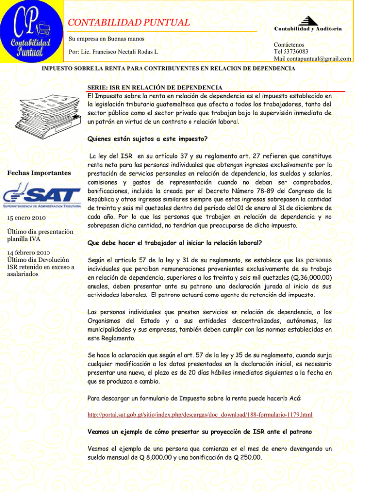 Isr En Relación De Dependencia