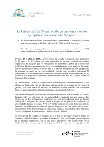 Nota de Prensa La Universidad de Oviedo exhibe en una