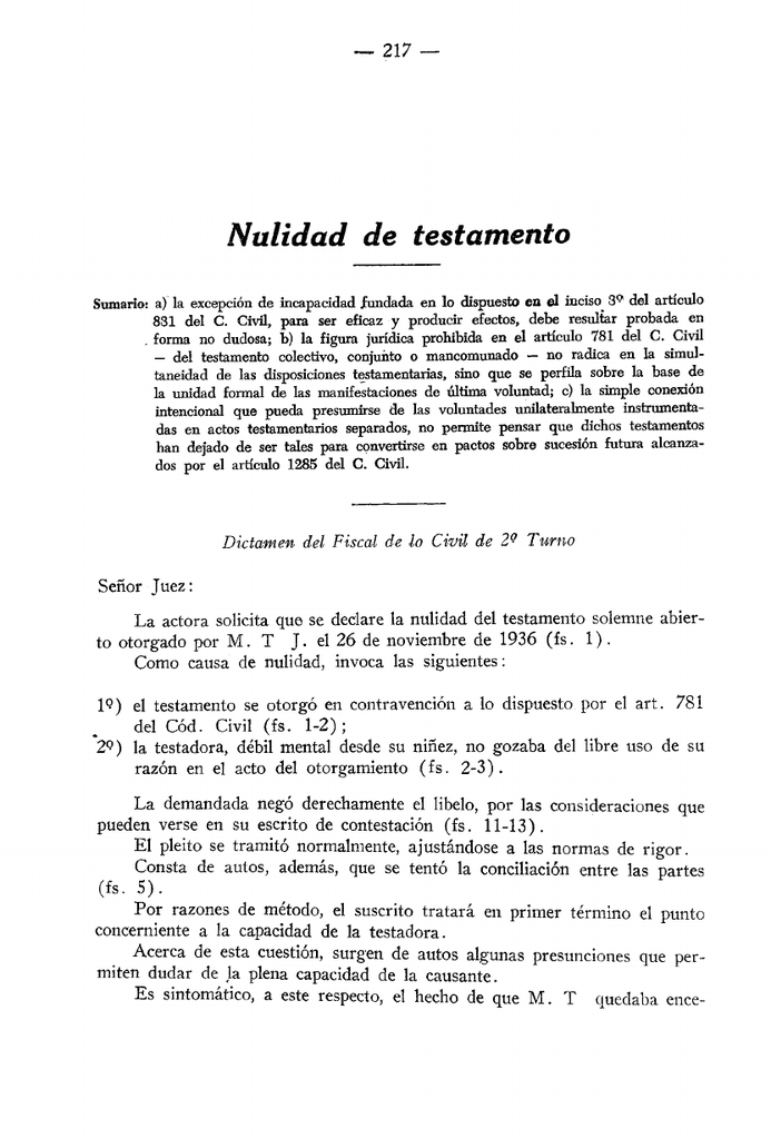 Nulidad De Testamento