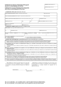 Sol·licitud de Llicència Municipal d`Ocupació Solicitud de Licencia